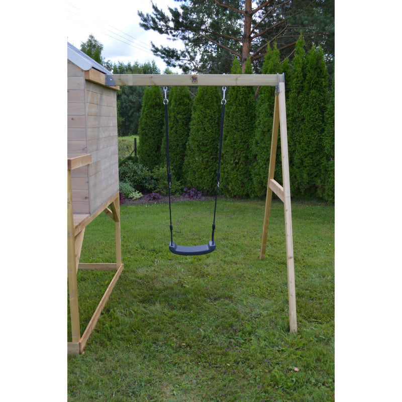 Casuta de gradina Grey Lodge cu platforma, tobogan si leagan (M24G), Wendi Toys